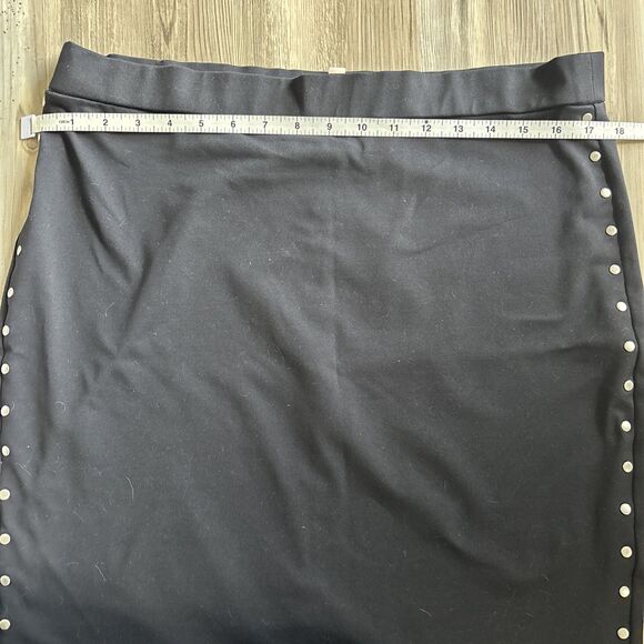 PHILOSOPHY REPUBLIC CLOTHING Women's Black Studded Trim Pull-On Mini Skirt SZ L - Picture 3 of 6